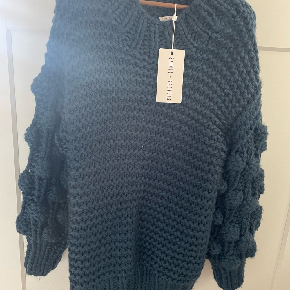 NWT Saints - Secrets Women's Teal Sweater, Size O/S